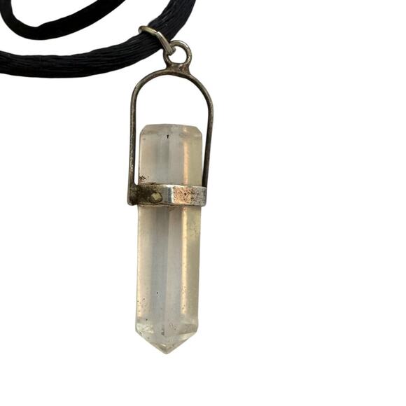 Sterling Silver & Natural Crystal Point Pendant Necklace - Picture 4 of 5